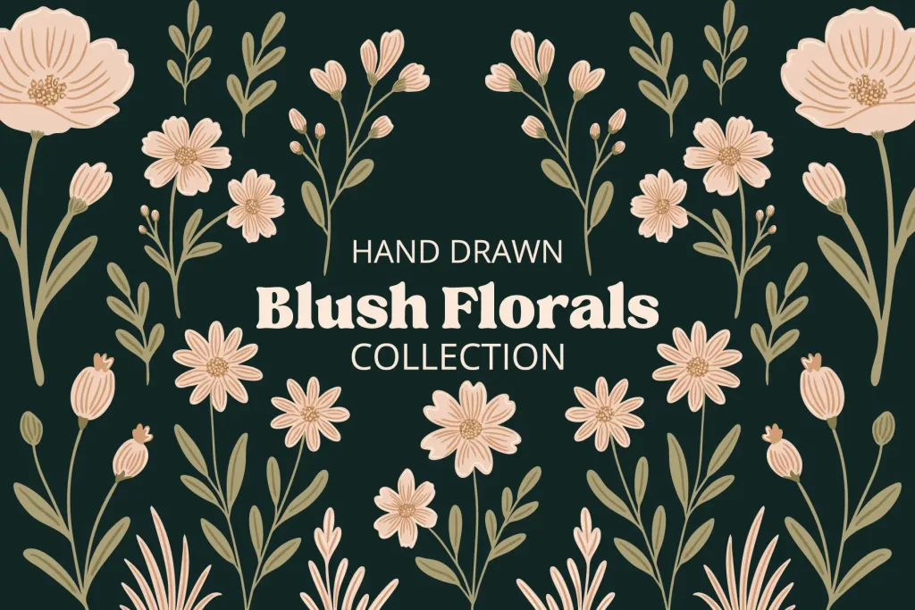 Hand Drawn Blush Florals