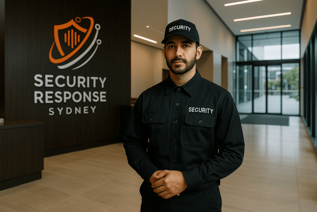 security guard standing inside Security Response Sydney office reception