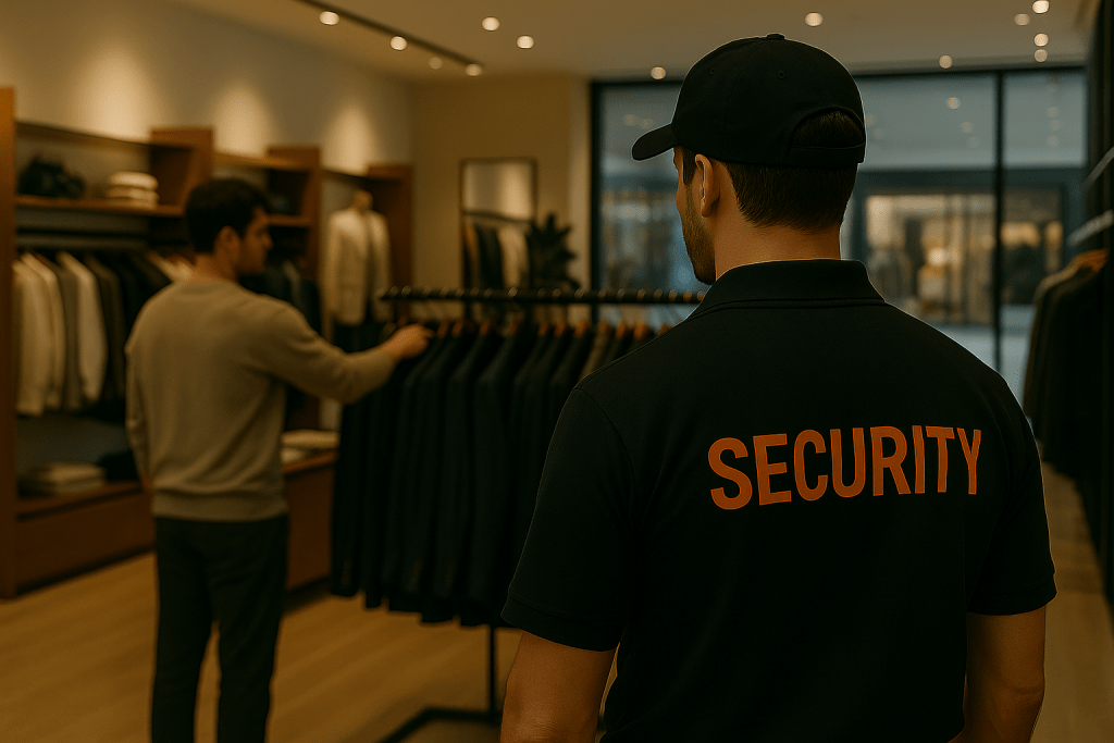 Undercover loss prevention officer monitoring shoppers in Chatswood.