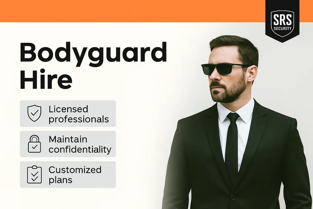 Sydney bodyguard services promotional graphic by SRS Security, highlighting trusted VIP and personal protection solutions.
