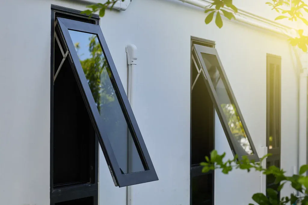 aluminium black framed tilt turn window