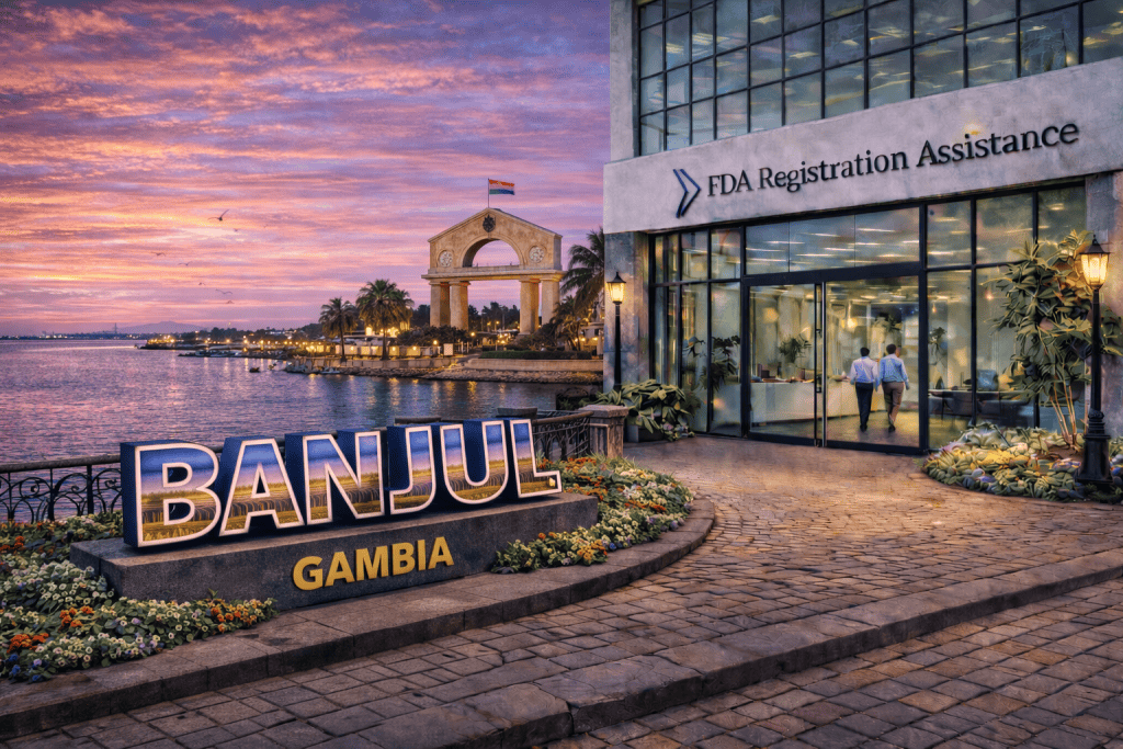 FDA registration and consulting for Banjul, Gambia food, supplement, cosmetic, pharmaceutical and medical device exporters