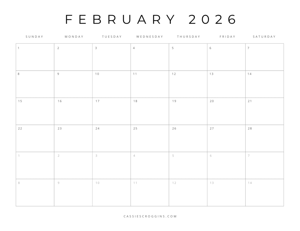 Free Printable 2026 Blank Calendar Templates (All 12 Months)
