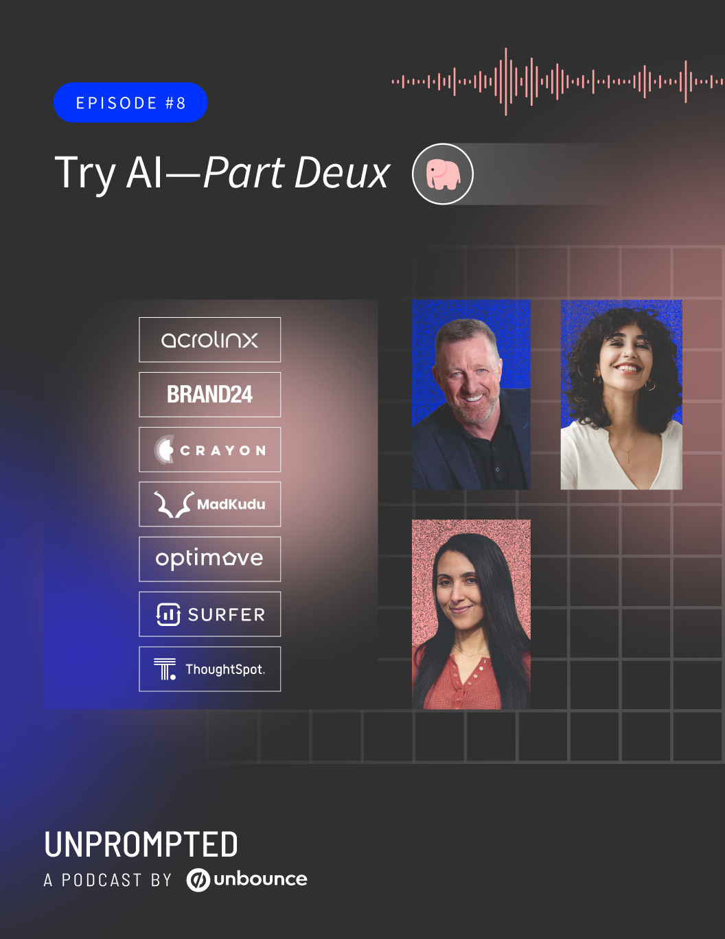 Header image for Unprompted episode 8 with photos of the hosts