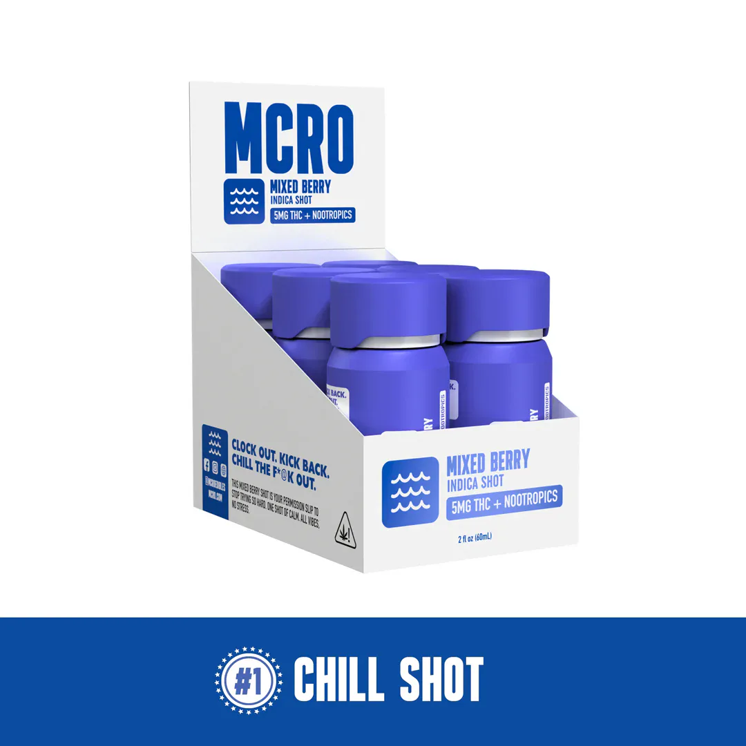 MCRO D9 THC Shot Mixed Berry Indica wholesale display