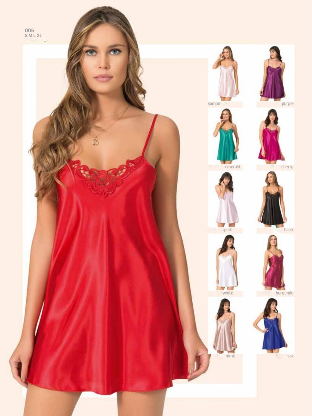 Σατέν νυχτικό σε πολλά χρώματα 2XL-4XL