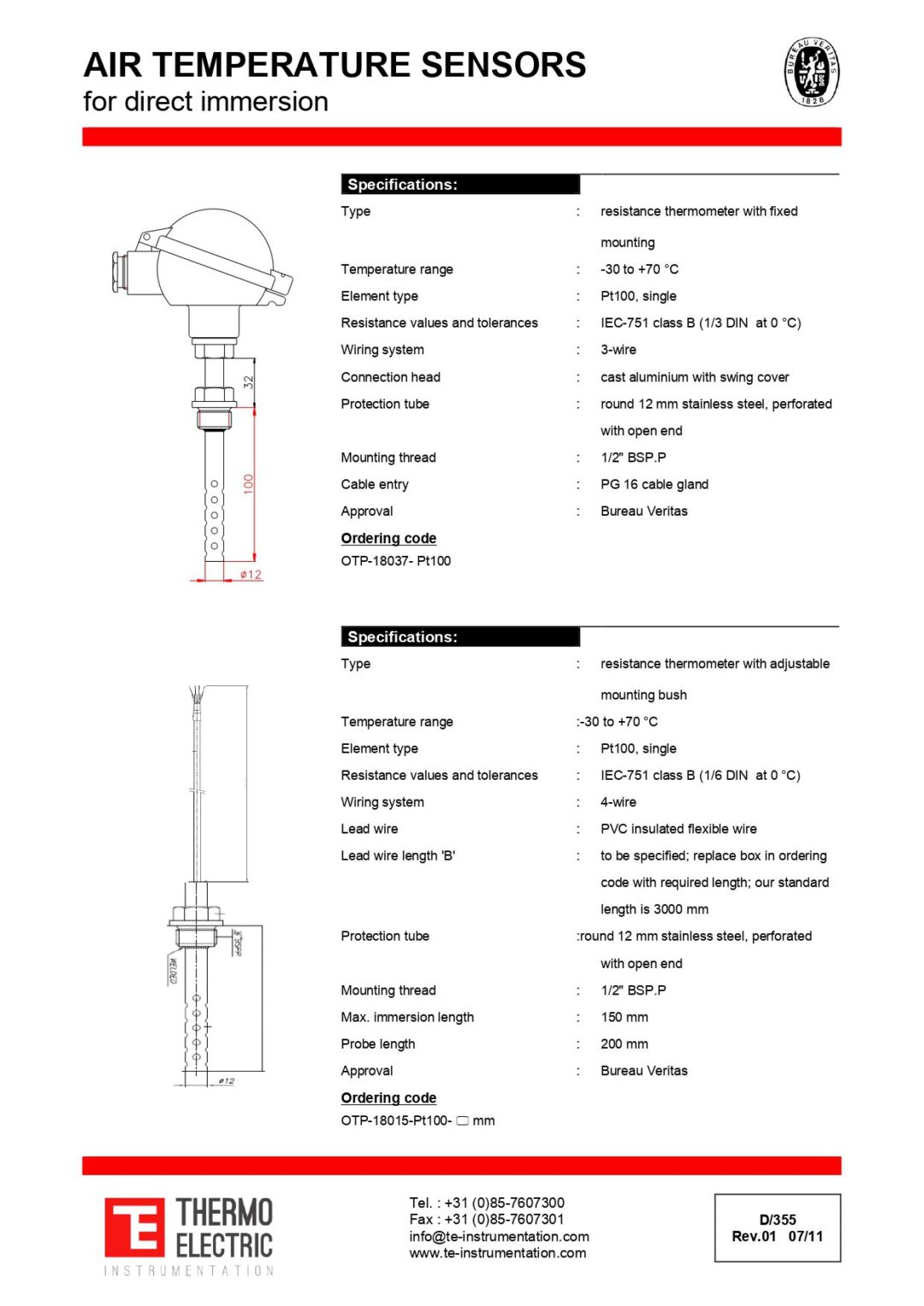 Air Temperature Sensors for Direct | Thermo Electric