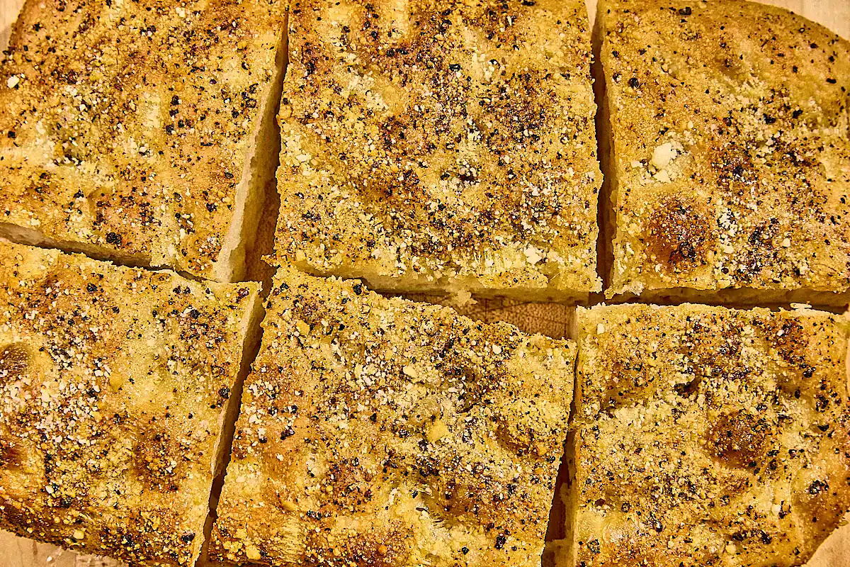 black pepper and cheese focaccia