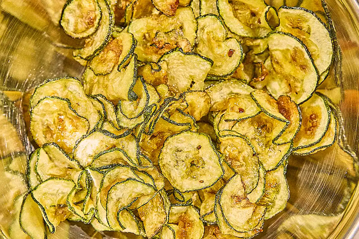 marinated zucchini with mint detail