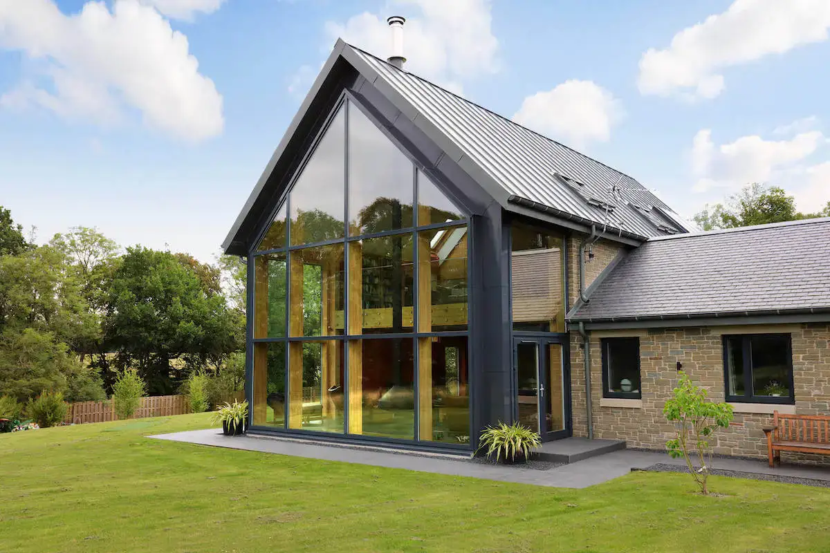 modern stone glass house