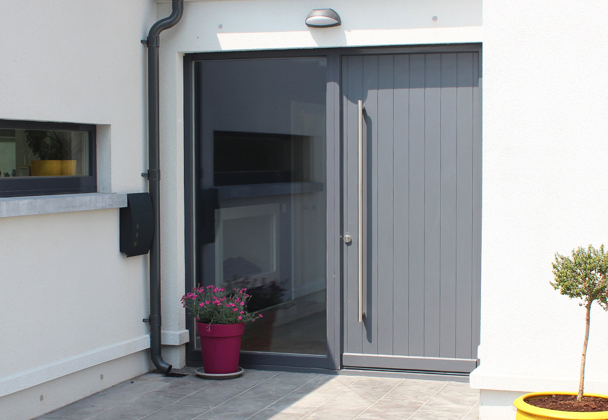 grey timber door