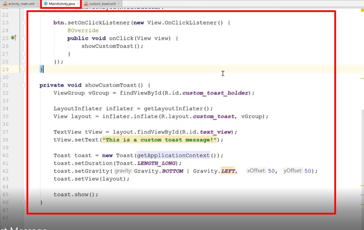 custom toast message java code part 2