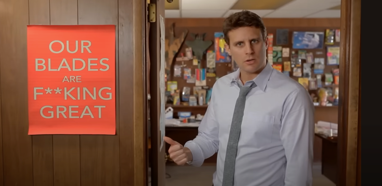 Screenshot from the Dollar Shave Club YouTube video