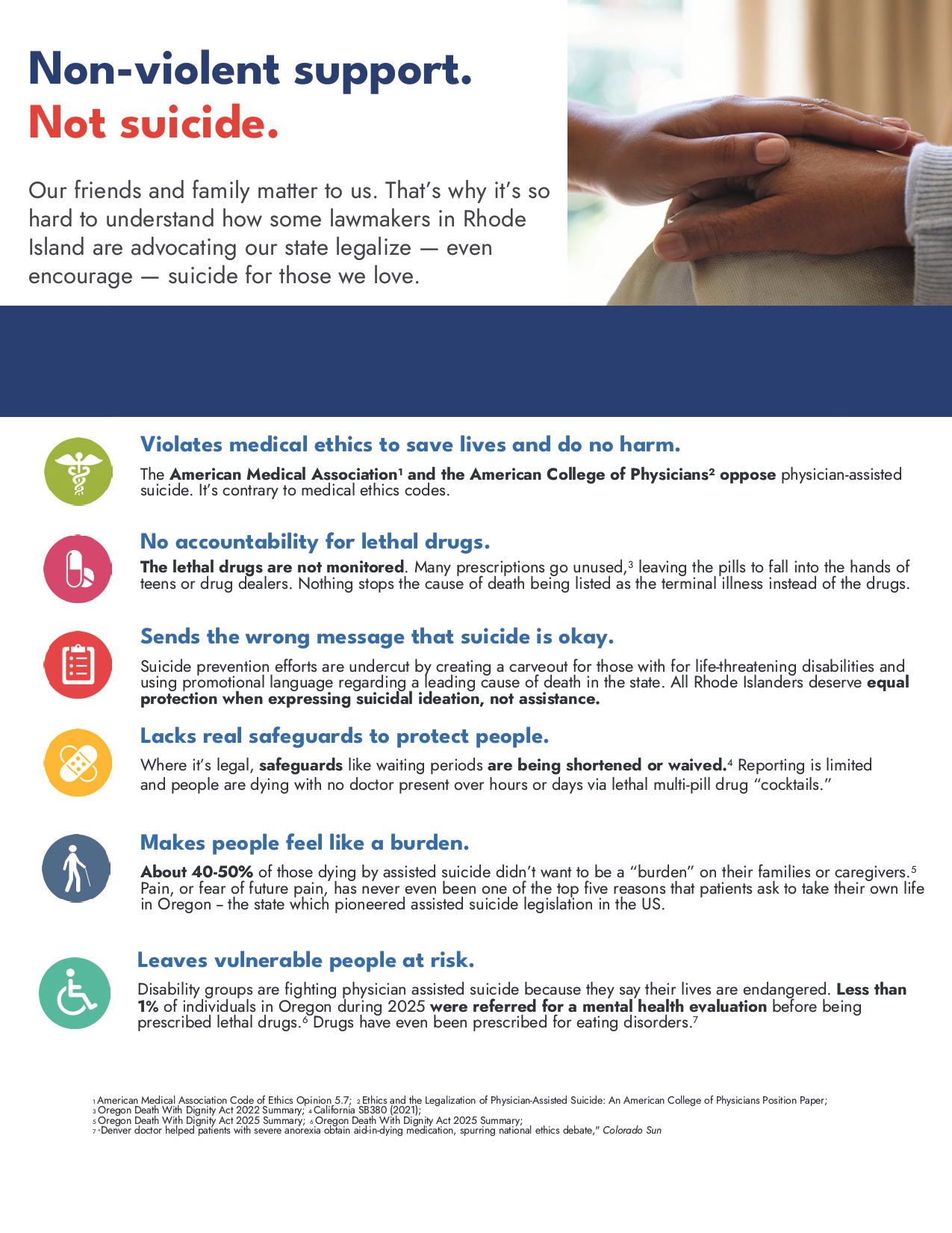 Infographic describing the dangers of physician-assisted suicide in Rhode Island.