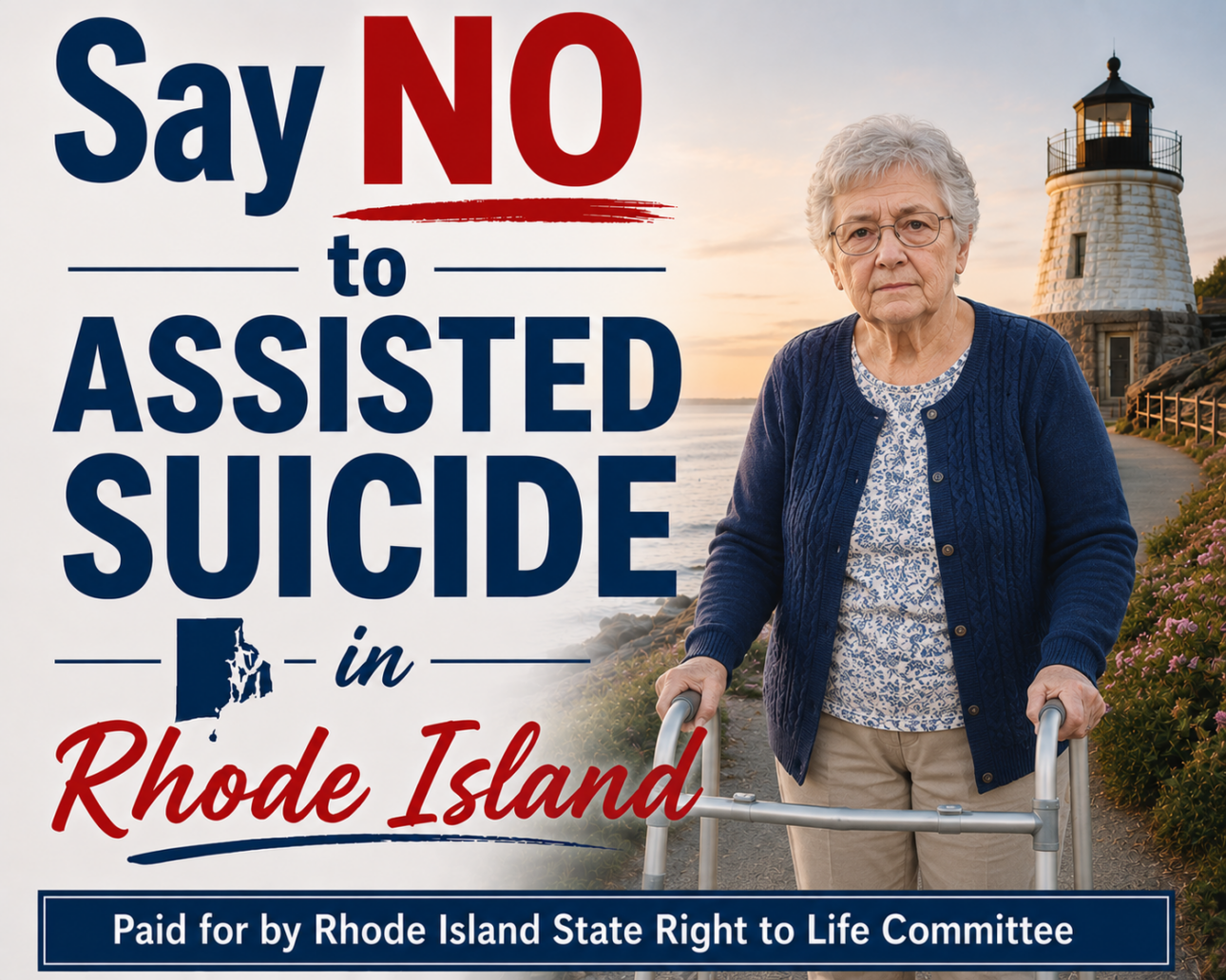 Graphic calling for No Assisted Suicide in Rhode Island.