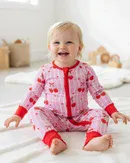 Bamboo Baby Zippy Romper | Sweet Cherry Hearts