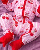 Bamboo Baby Zippy Romper | Sweet Cherry Hearts