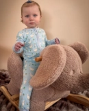 Bamboo Baby Zippy Romper | Silly Goose Gingham Vintage Blue