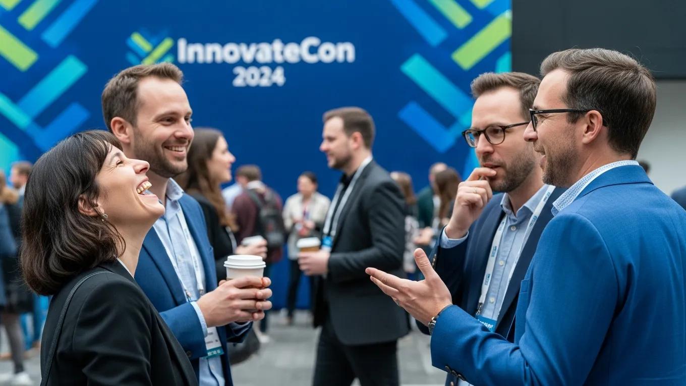 Candid photography capturing genuine interactions among attendees at a conference, highlighting emotional expressions