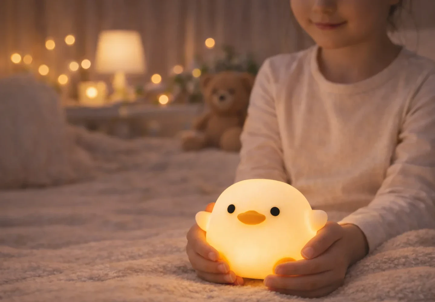 silikonove makke led nocne svetlo kacka pre dievca