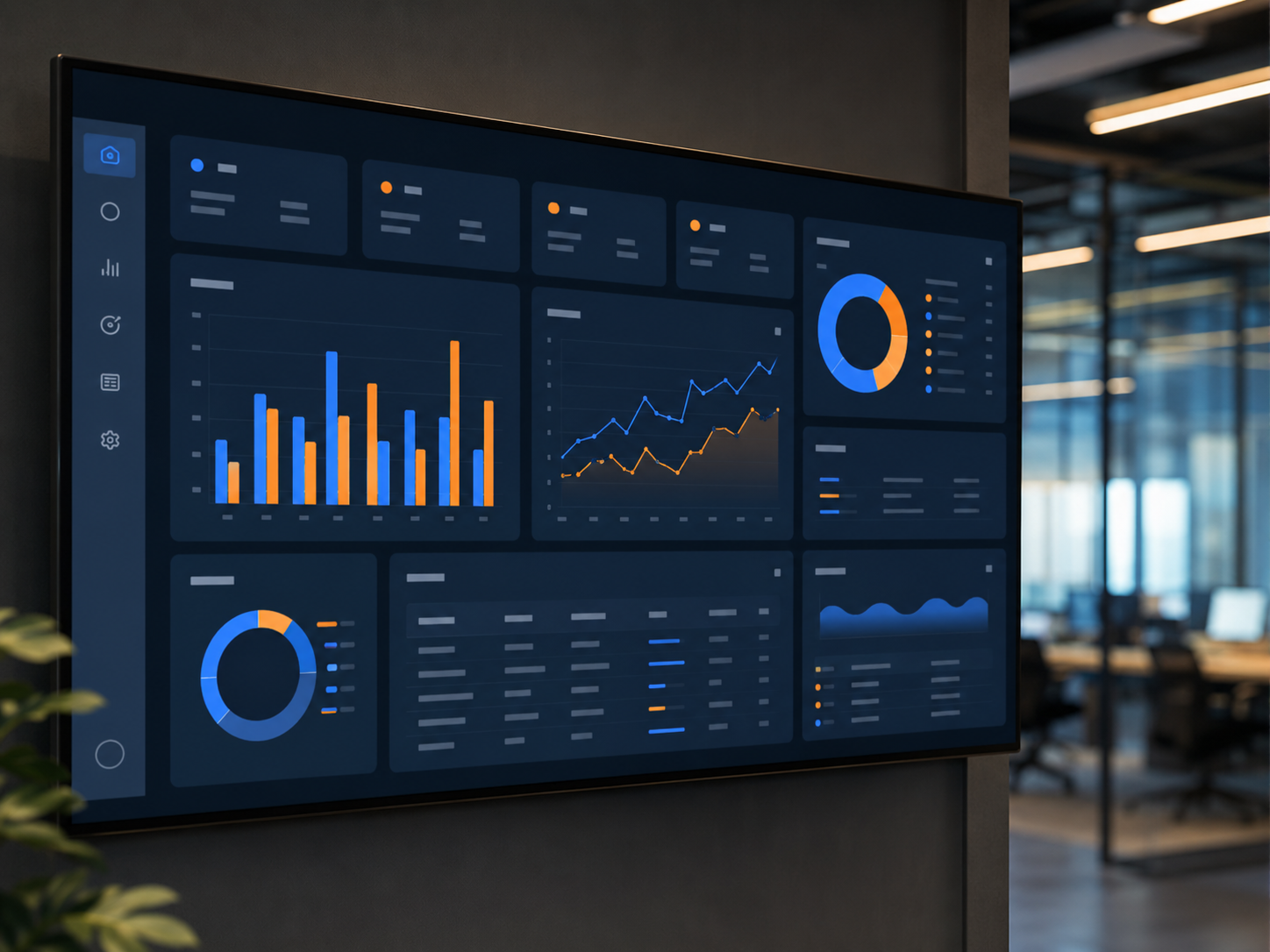Tablero de Business Intelligence con graficos y KPIs
