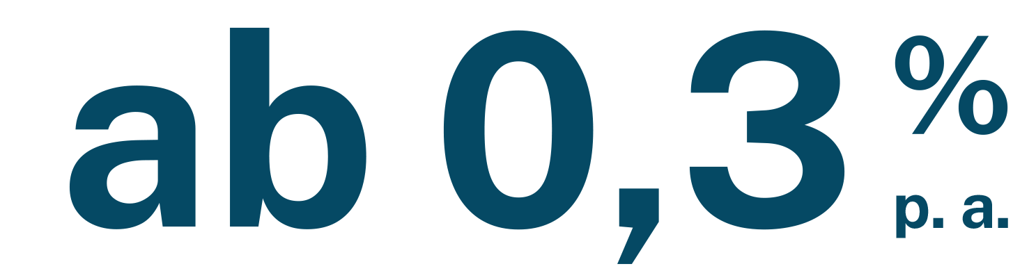Textgrafik mit Aufschrift „ab 0,3 % p.a.“ in dunkelblau.