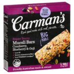 CARMANS SUPER BERRY CRANBERRY, GOJI & BLUEBERRY MUESLI BARS 270GM Pack Size: 6