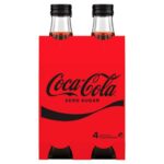 COCA COLA NO SUGAR SOFT DRINK GLASS 4X330ML Pack Size: 6