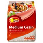 SUNRICE MEDIUM GRAIN WHITE RICE 1KG Pack Size: 12