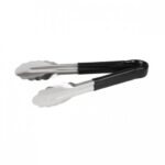 TRENTON STAINLESS STEEL TONGS WITH BLACK RUBBER HANDLE 300MM Pack Size: 12