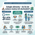 Zaległe alimenty – do ilu lat wstecz można ich dochodzić? Infografika: alimenty przedawniają się po 3 latach, wyjątek dotyczy dzieci do 18. urodzin.