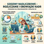 Godziny nadliczbowe – rozliczanie i obowiązki kadr. Poradnik dla pracodawców i działów HR. Rozliczanie godzin nadliczbowych, obowiązki kadr, dokumentacja, przekraczanie limitów, udzielanie czasu wolnego, ewidencja czasu pracy, dodatki 50%/100%, czas wolny zamiast wynagrodzenia, przestrzeganie limitów, aktualizacja regulaminów.