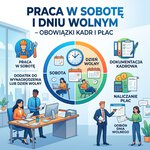PRACA W SOBOTĘ I DNIU WOLNYM – OBOWIĄZKI KADR I PŁAC; PRACA W SOBOTĘ; DODATEK DO WYNAGRODZENIA LUB DZIEŃ WOLNY; SOBOTA; DZIEŃ WOLNY; DOKUMENTACJA KADROWA; NALICZANIE PŁAC; ODBIÓR DNIA WOLNEGO