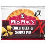 MRS MACS CHILLI BEEF & CHEESE PIE 175GM Pack Size: 12