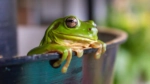 Photo #4 of An Australian Green Tree frog enjoying  the rain in our gutter.
