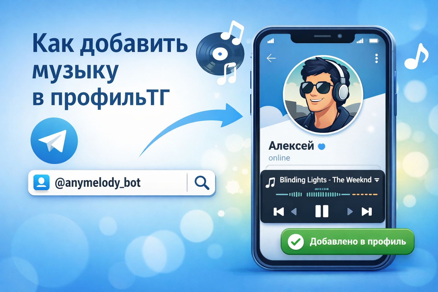 Логотип статьи - как добавить музыку в тг - блог про телеграм