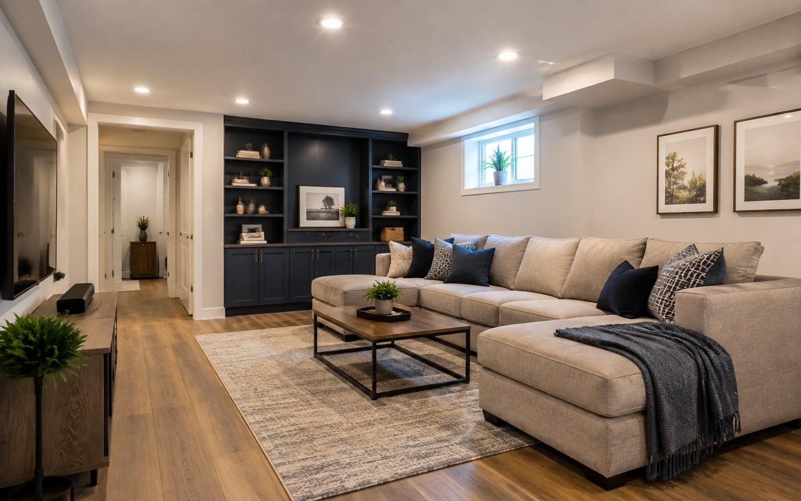 Finished basement family-room design inspiration