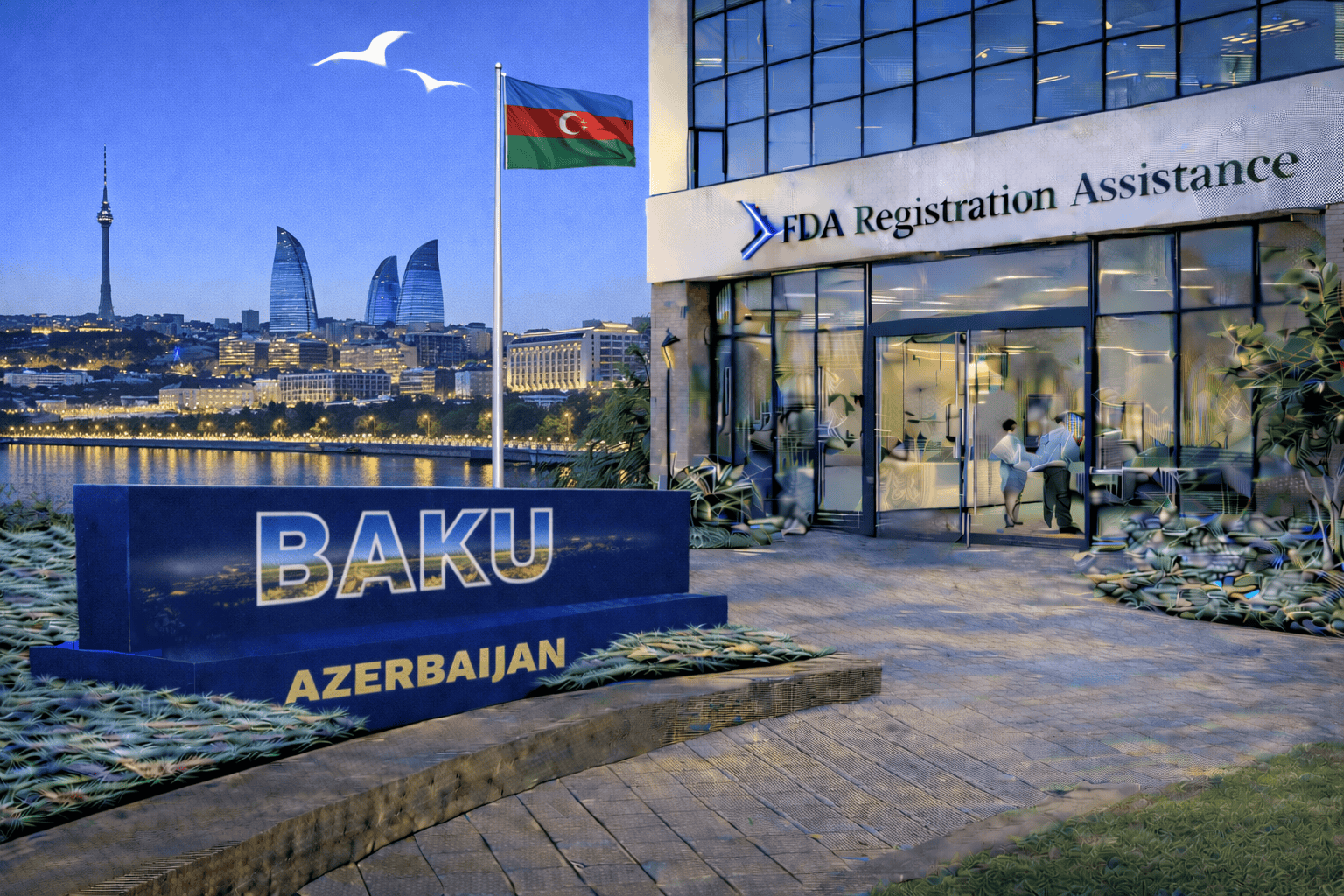 Baku Azerbaijan caviar, seafood, supplement, cosmetic and device exporters — FDA foreign facility registration, U.S. Agent, FSVP and labeling consulting