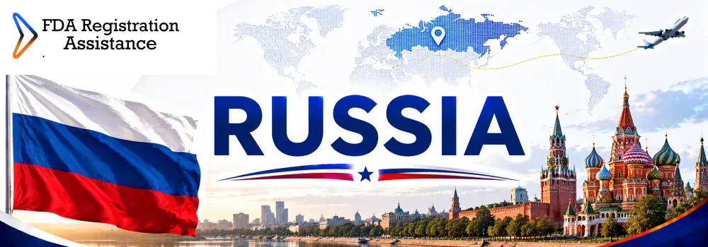 U.S FDA registration services for Russia food, agricultural, supplement, cosmetic, pharmaceutical and medical device exporters