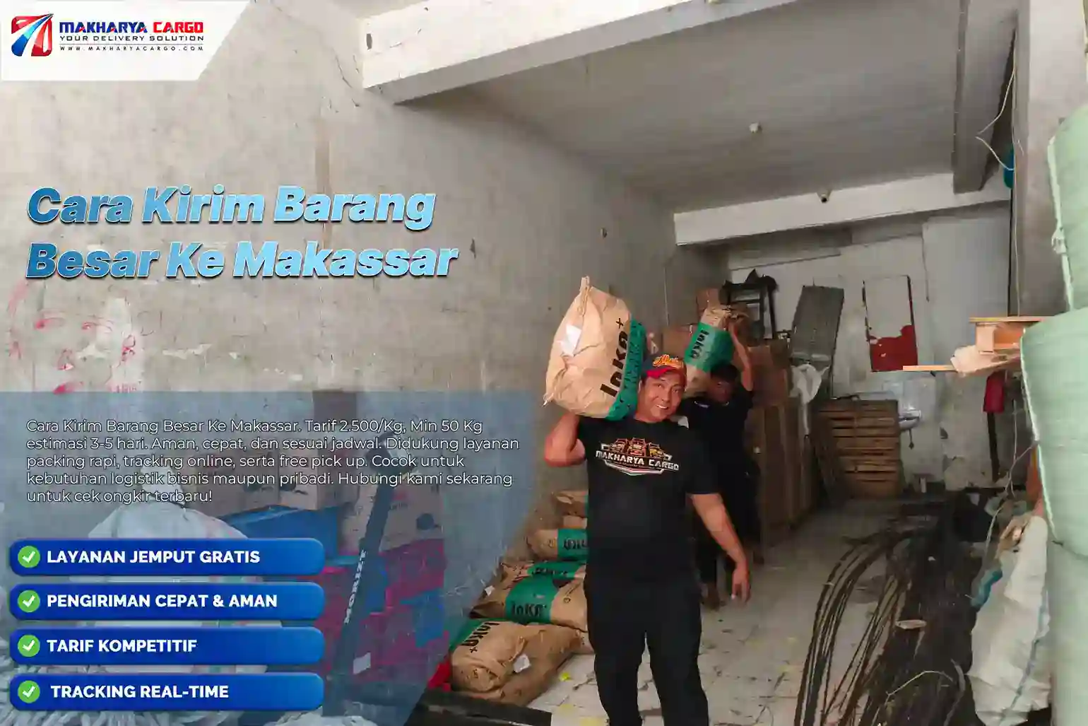 cara kirim barang besar ke makassar. tarif 2.500/Kg