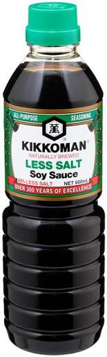 KIKKOMAN LOW SALT SOY SAUCE 600ML Pack Size: 6