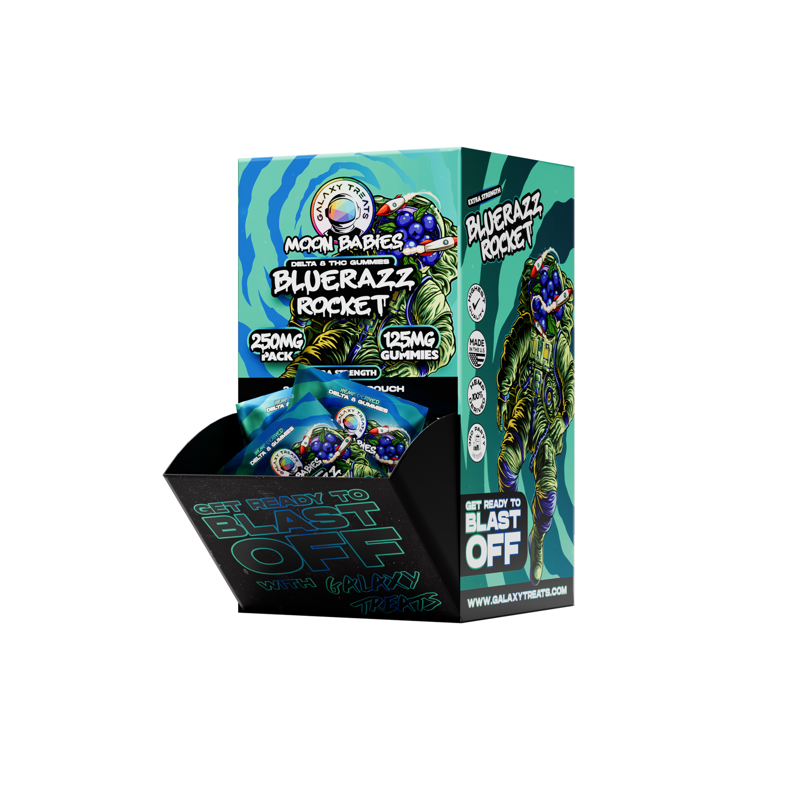 125mg D8 Gummies - BLUERAZZ ROCKET - 2pk/50ct Feeder wholesale – Dizzle Dist