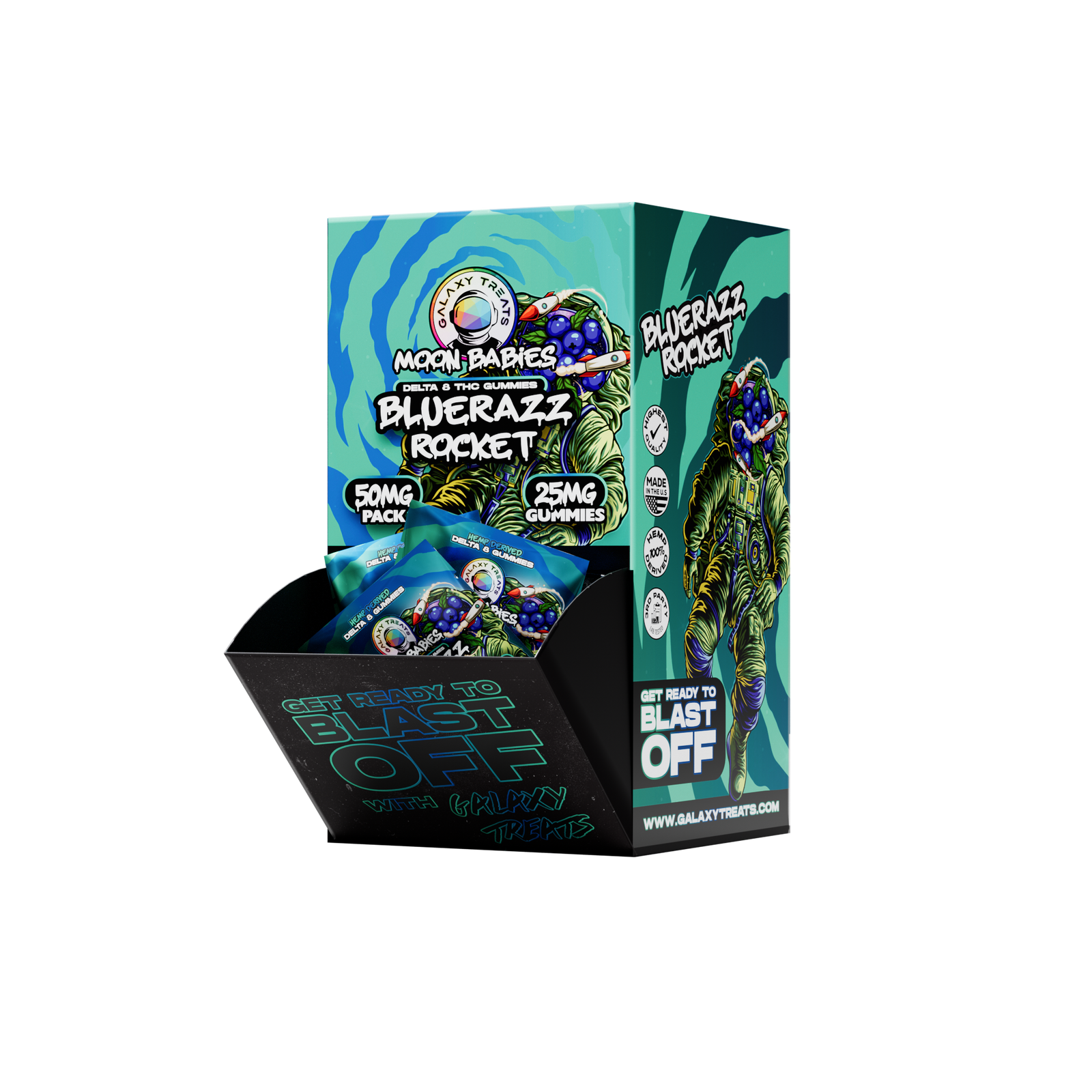 25mg D8 Gummies - BLUERAZZ ROCKET - 2pk/50ct Feeder wholesale – Dizzle Dist