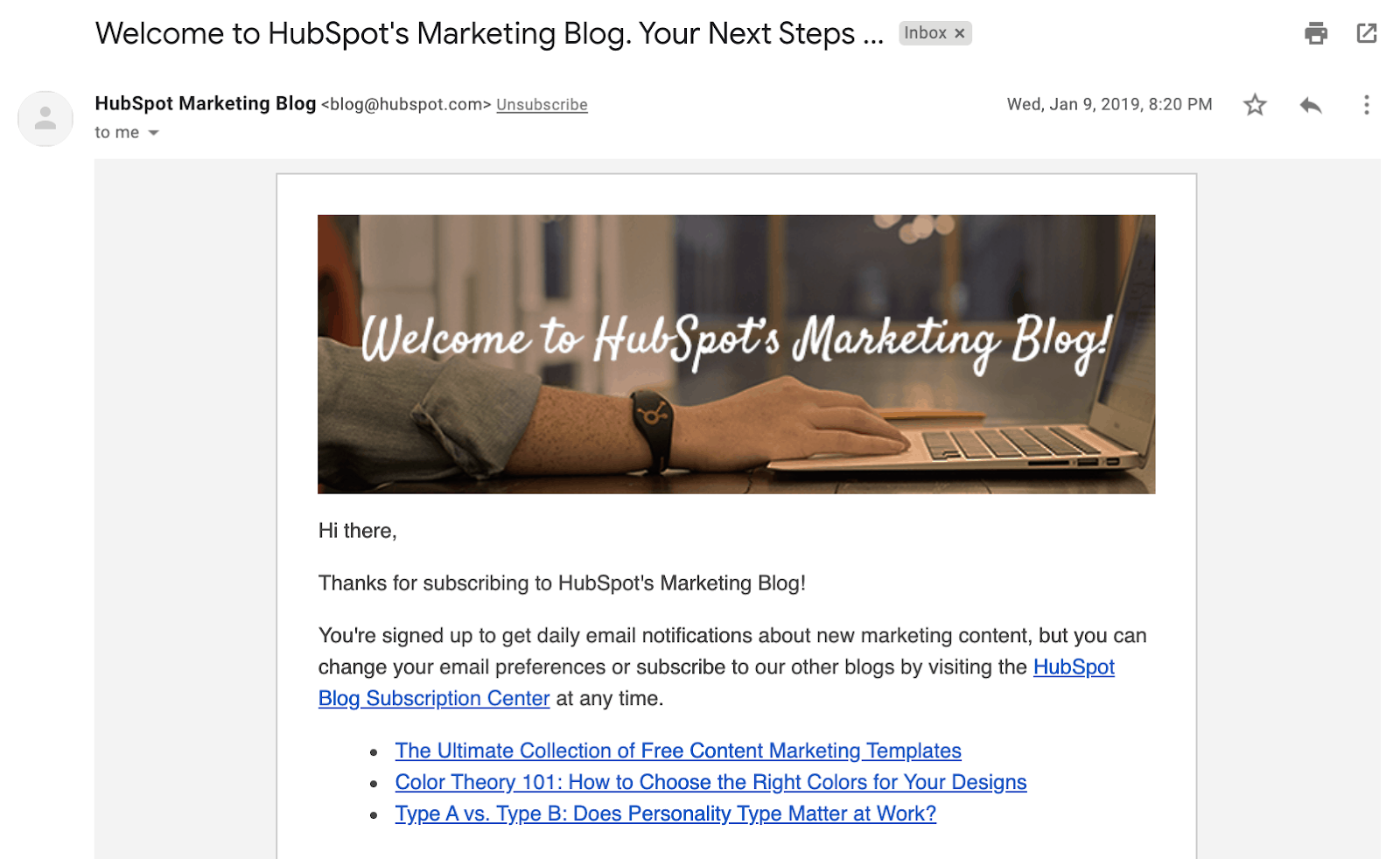 Hubspot email template example