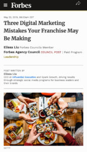 Elissa Liu in Forbes: Three Digital Marketing Mistakes Your Franchise May Be Making