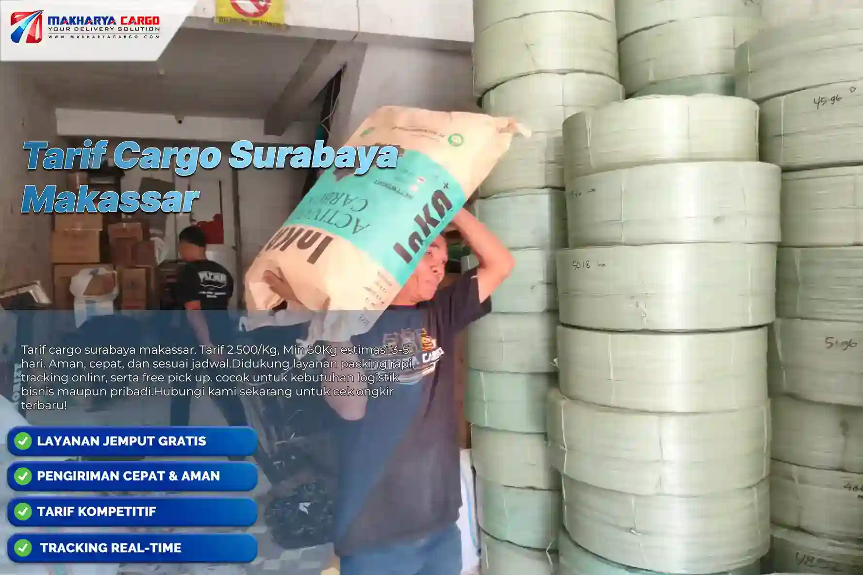 tarif cargo surabaya makassar. cuman 2.500/Kg