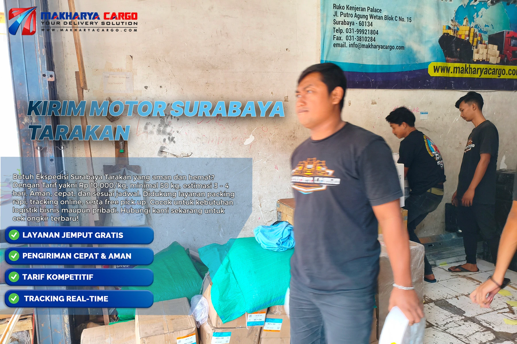 kirim motor surabaya tarakan super aman dengan packing profesional