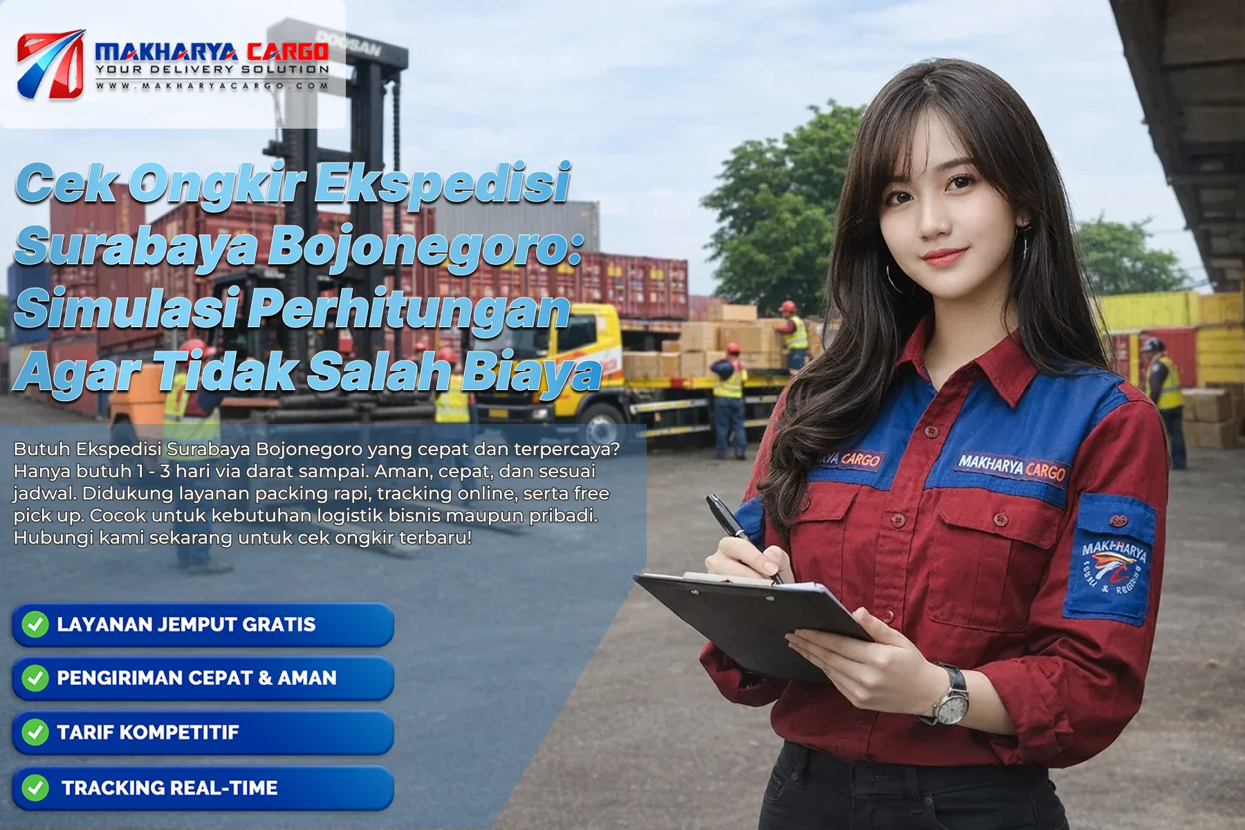 Proses cek ongkir ekspedisi Surabaya Bojonegoro dengan perhitungan volume