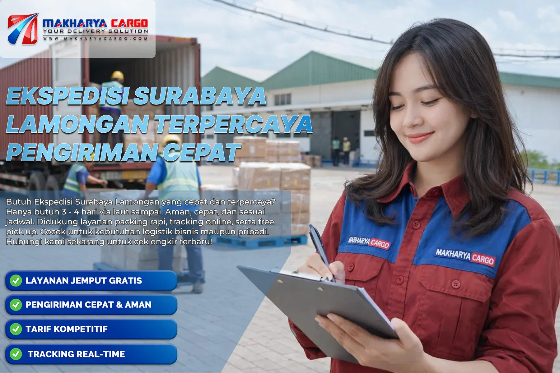 Armada truk logistik rute Surabaya Lamongan siap distribusi barang