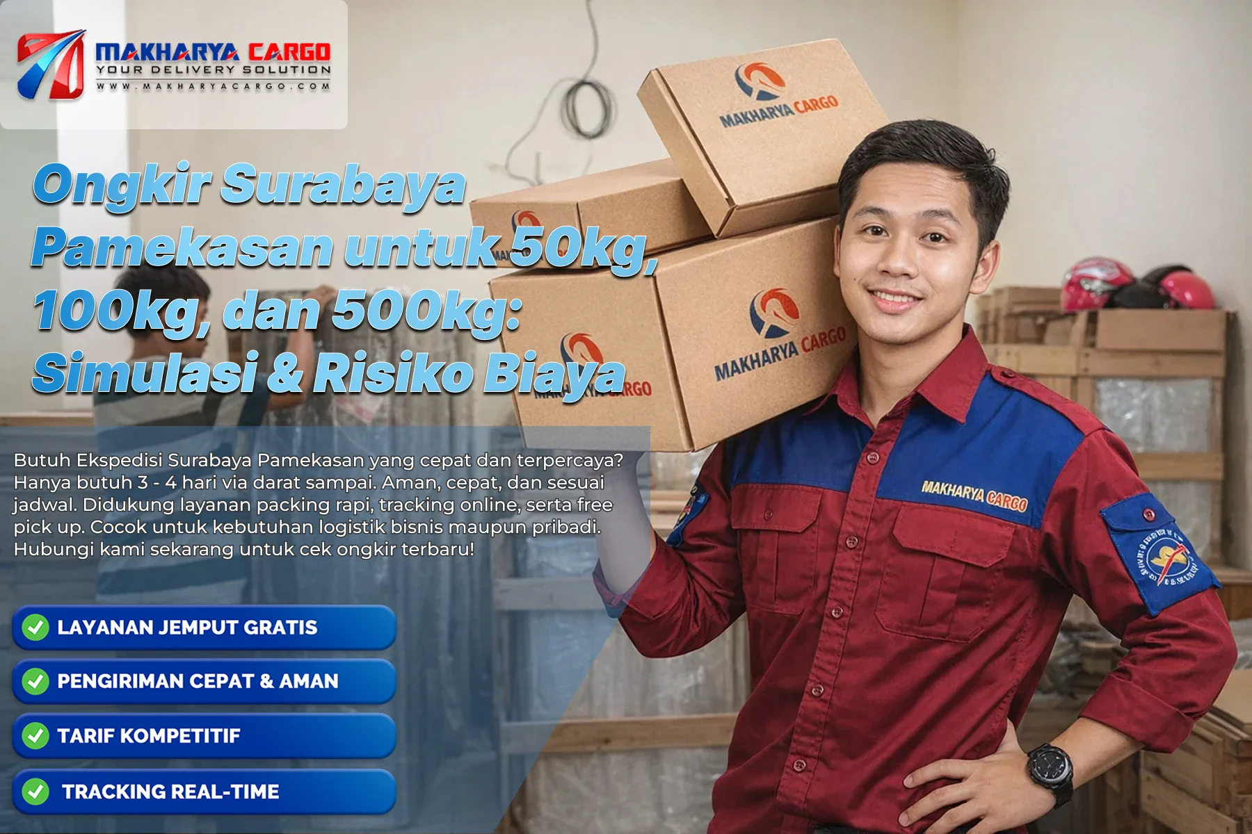 Simulasi ongkir Surabaya Pamekasan untuk pengiriman 50kg hingga 500kg via darat